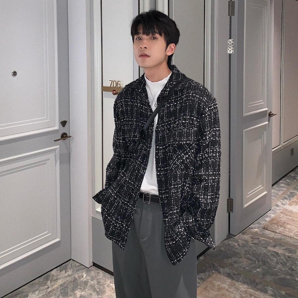 ❃Áo Sơ Mi Khoác Ngoài Dáng Rộng Họa Tiết Kẻ Sọc Thời Trang Mùa Xuân Phong Cách Nhật Bản Mới Cho Nam