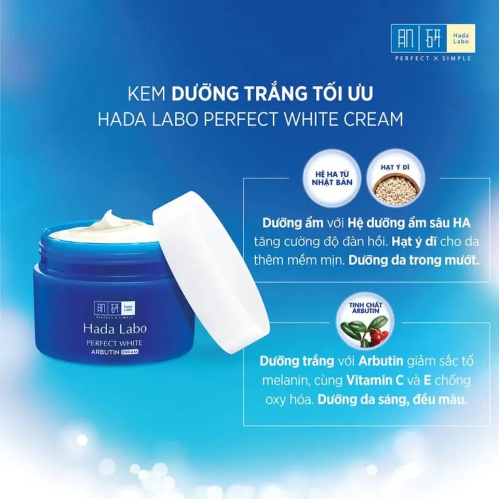 Kem Dưỡng Trắng Da Tối Ưu Hada Labo Perfect White Cream 50g