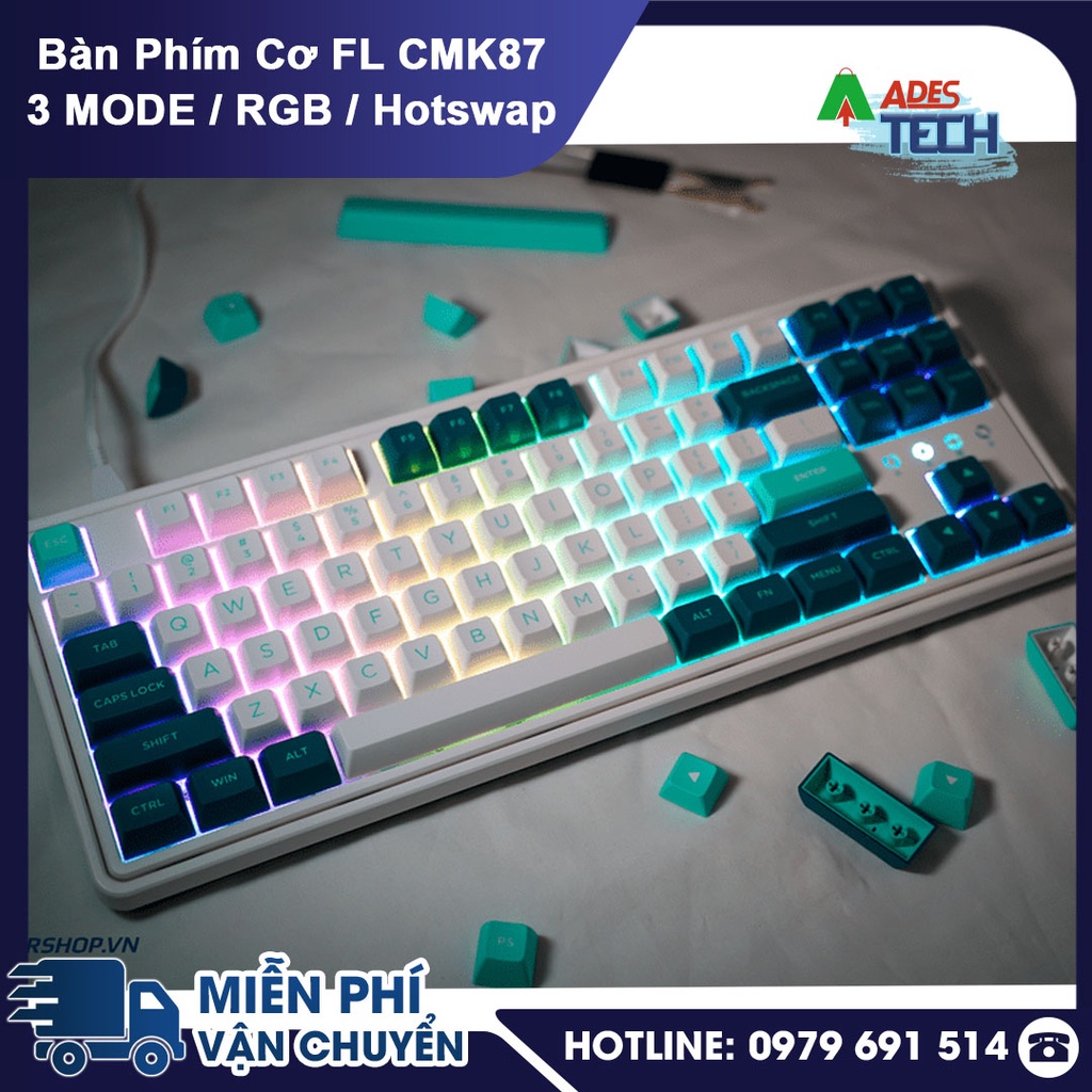✔️Bàn Phím Cơ FLEsport CMK87 3 MODE / RGB / Hotswap ✔️ Bàn phím cơ không dây ✔️Bảo hành 12 tháng