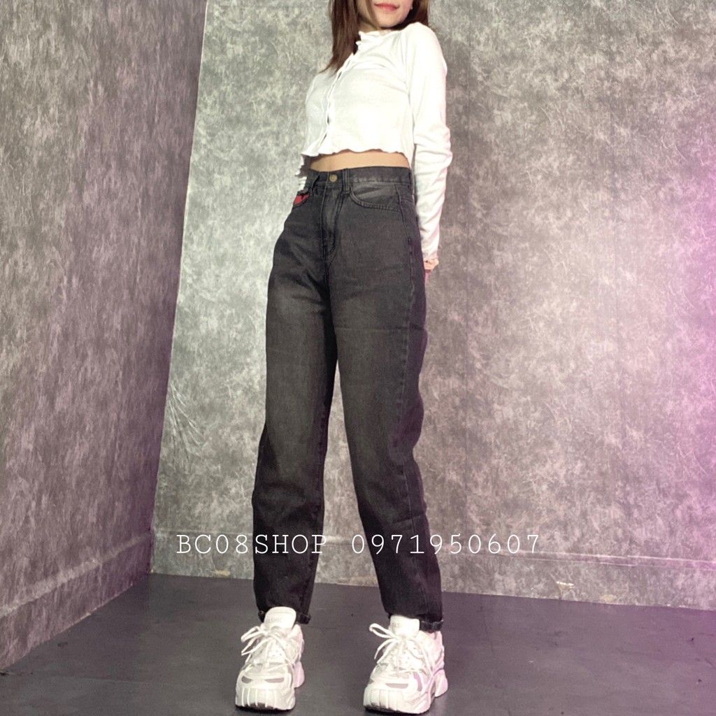 Quần Jean Baggy Nữ Cotton Xám Đen Basic BC204 | BigBuy360 - bigbuy360.vn
