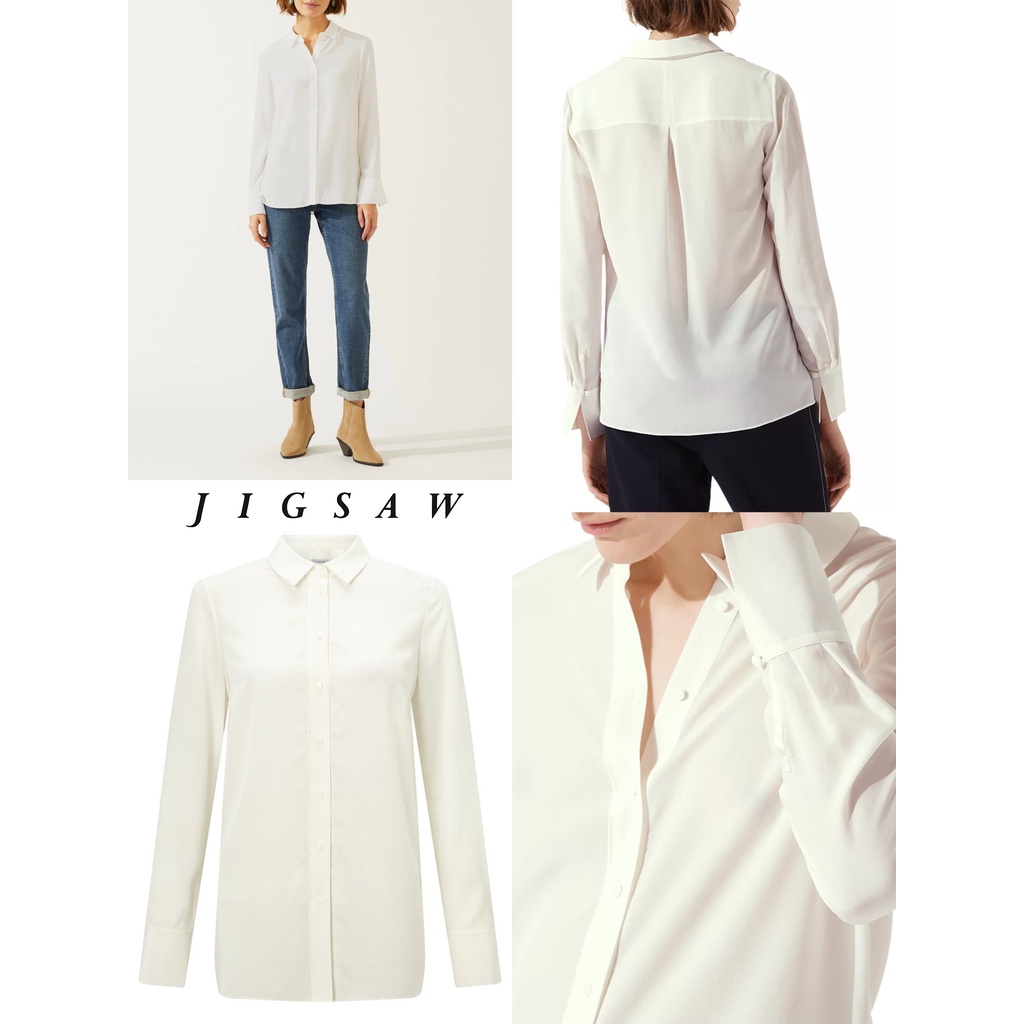 Áo sơ mi lụa trắng Jigsaw Silk Shirt J33889