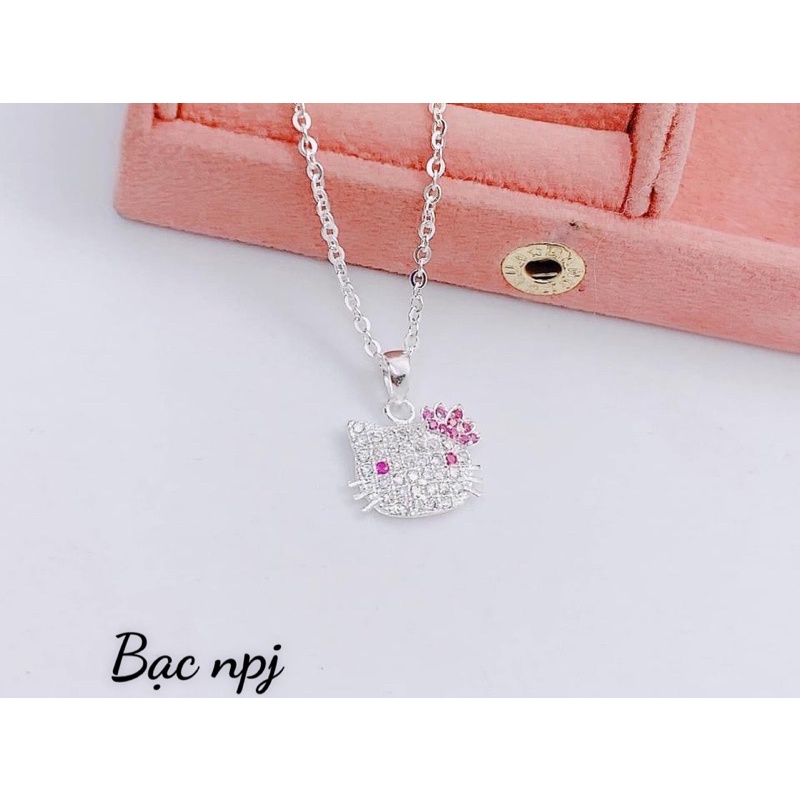 Dây chuyền BNP mặt mèo xinh cho bé, Bạc ta