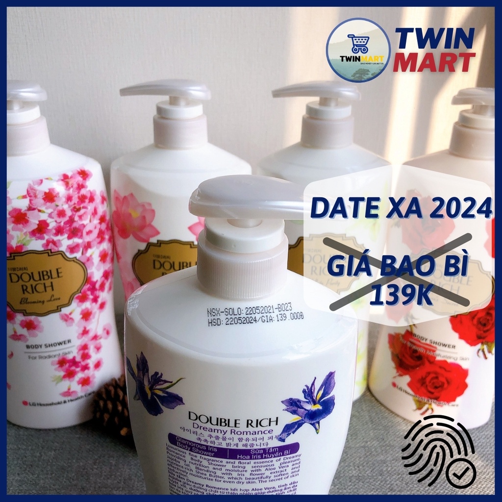 [ĐƠN 299K TẶNG DẦU GỘI 36K] DATE XA 2024 Sữa Tắm Double Rich 800g - Hàn Quốc - Hoa hồng, anh đào, iris, lily, sen gạo