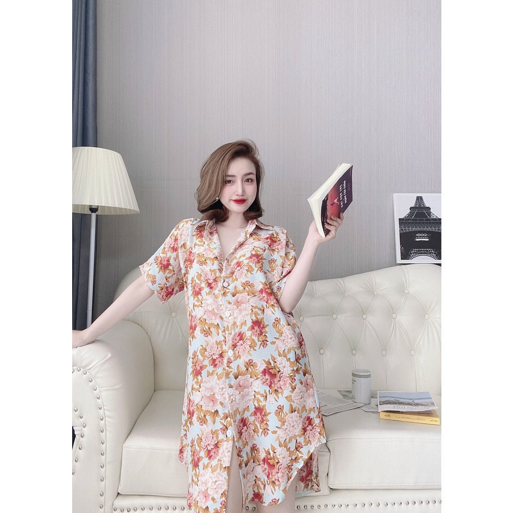 Đầm ngủ sơ mi bigsize chất lụa mango cao cấp