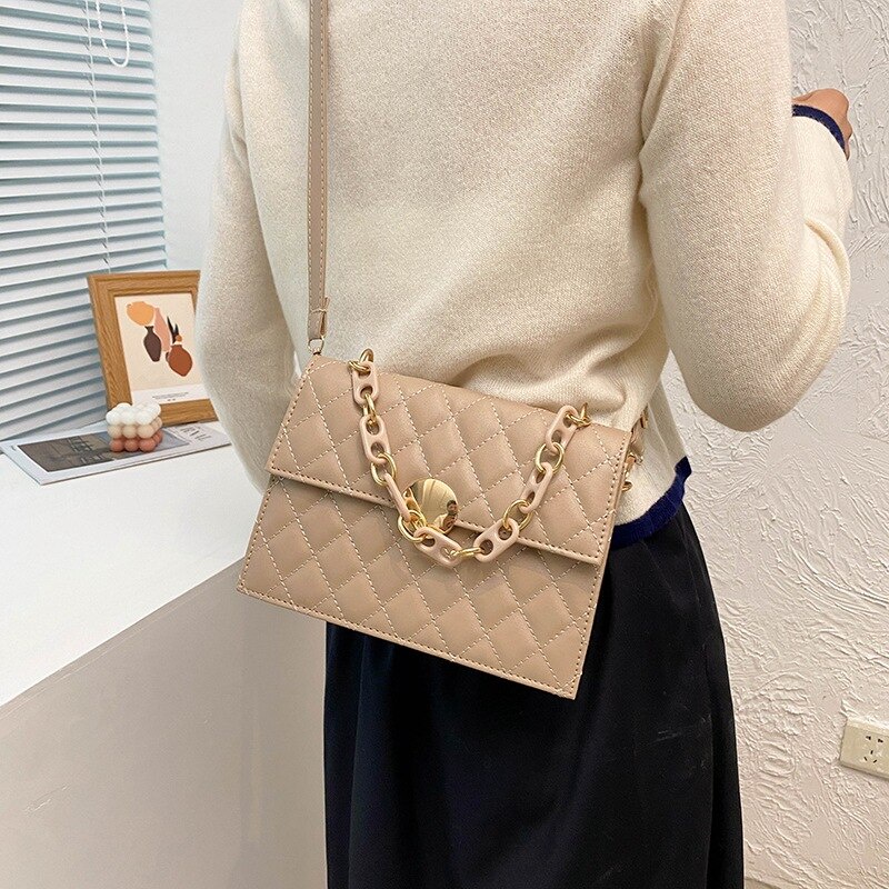 Túi đeo chéo vai JASMIN NOIR vuông nhỏ kẻ sọc ô vuông thời trang nữ