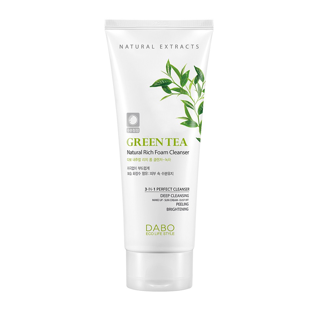 Sữa rửa mặt Dabo Trà Xanh 3 in 1 Giúp giảm thâm mụn, sáng da hiệu quả cao cấp Hàn Quốc 60ml