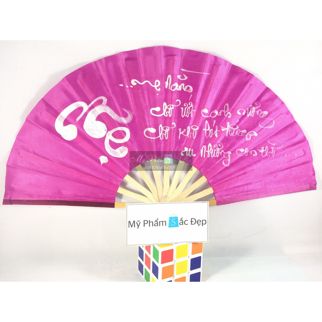 Quạt lụa cầm tay thư pháp loại nhỏ