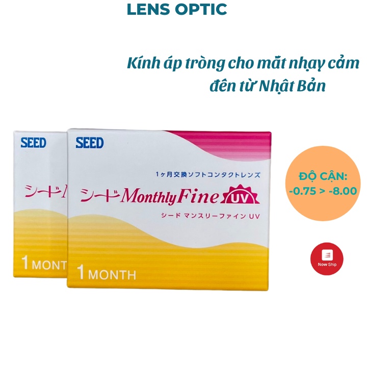 Kính áp tròng SEED 1 tháng không màu -Monthly Fine UV, lens SEED trong suốt có độ cho mắt cận - Lens Optic