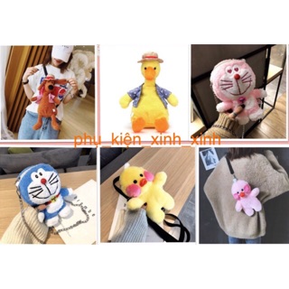 Túi đeo chéo đô rê mon , vịt má hồng, chó xù
