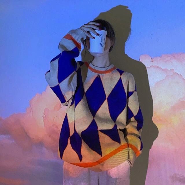 Áo len nữ form rộng cổ tròn hoạ tiết trám chất dày dặn màu tím và be dễ phối đồ SẴN MÀU TÍM XL | BigBuy360 - bigbuy360.vn