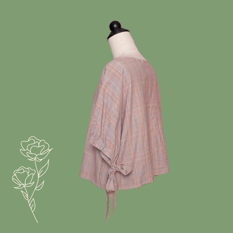 Áo croptop kẻ sọc tay nơ Libé