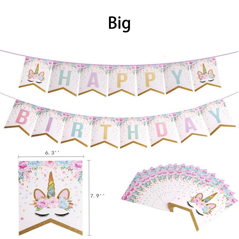 1 set Phụ Kiện Trang Trí Tiệc Sinh Nhật Cho Bé Hình Kỳ Lân Dễ Thương