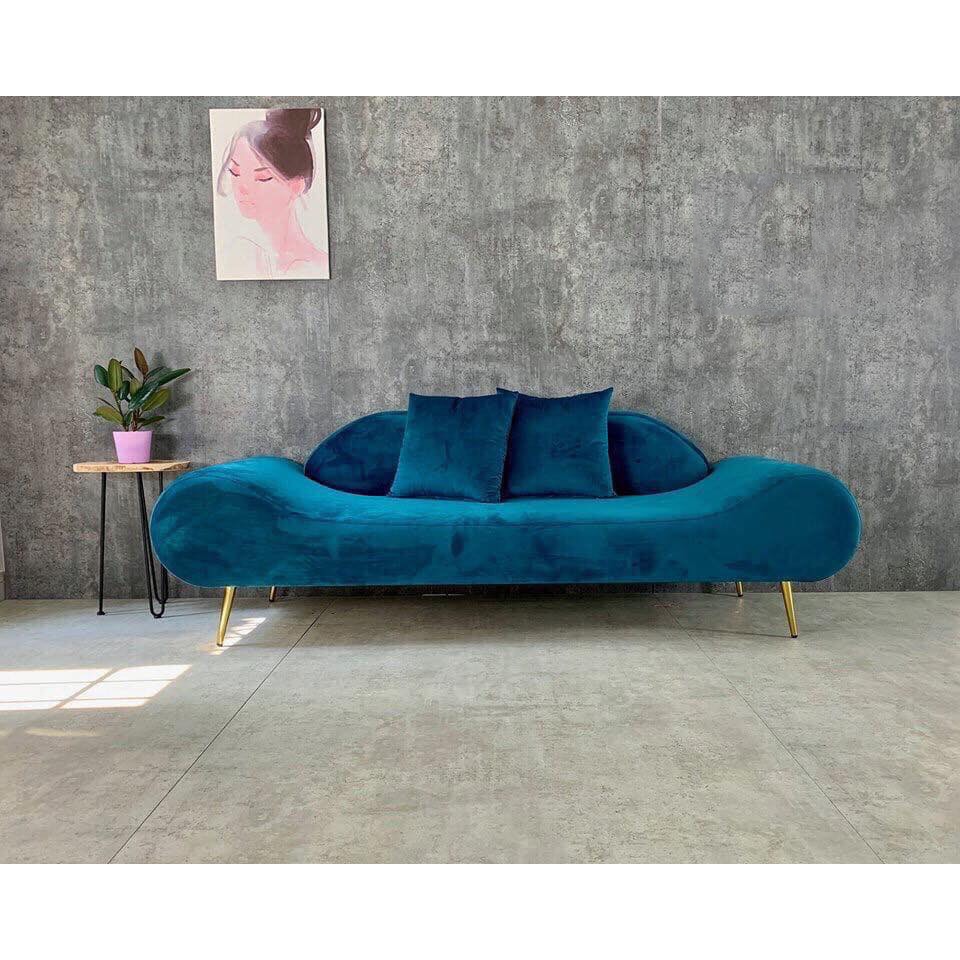 GHẾ SOFA THUYỀN Thắng Lợi Chân inox mạ vàng, SOFA BĂNG B08 VẢI NHUNG