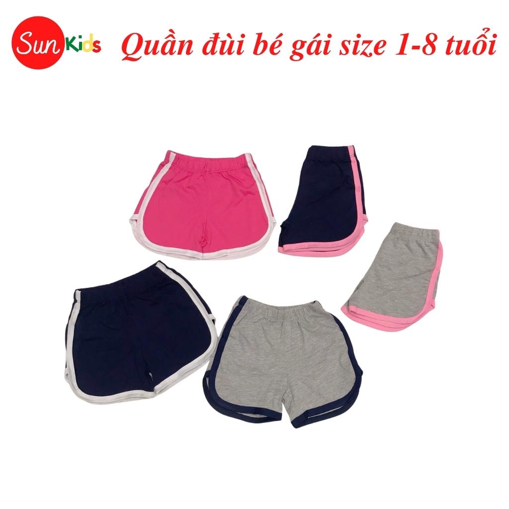 Quần đùi bé gái SUNKIDS1, quần đùi cho bé chất cotton mềm mát, size 1-8 tuổi, nhiều màu