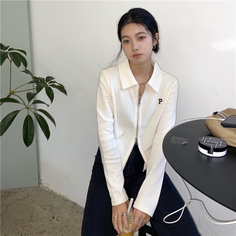 Áo Sơ Mi Tay Dài Có Khóa Kéo Đôi Thời Trang Mùa Thu Cho Nữ