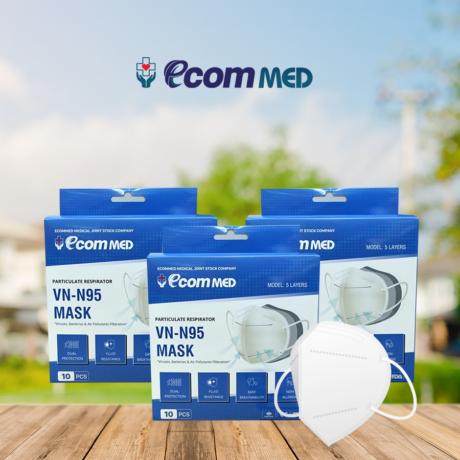 Khẩu Trang N95 EcomMed (Combo 3 Hộp mỗi hộp 10 cái)