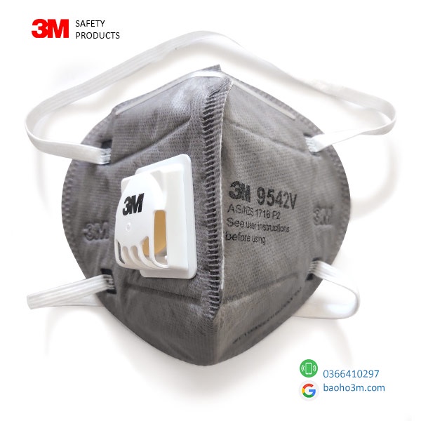 Khẩu trang 3M 9542V-KN95 [Lẻ] chính hãng-khẩu trang than hoạt tính chống bụi mịn PM2.5, chống hơi hóa chất cơ bản | BigBuy360 - bigbuy360.vn