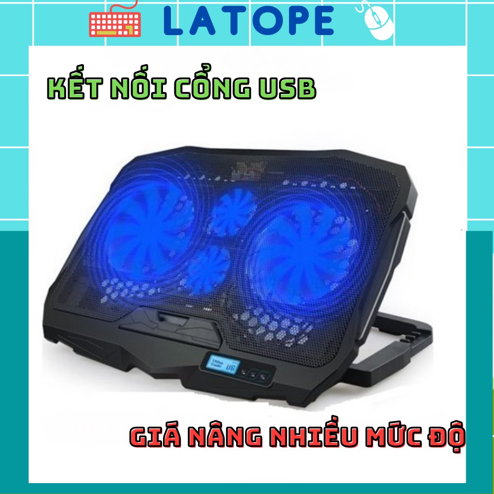 Đế tản nhiệt Latope quạt hút nhiệt nâng chỉnh độ cao làm mát máy tính laptop