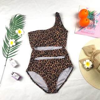 Bikini liền mảnh che bụng lệch vai da beo