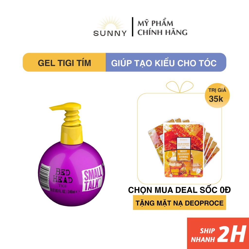 Gel tạo kiểu tóc xoăn 3 trong 1 Tigi Small Talk quả cầu tím tạo kiểu cho tóc, chăm sóc tóc, gel vuốt tóc tigi