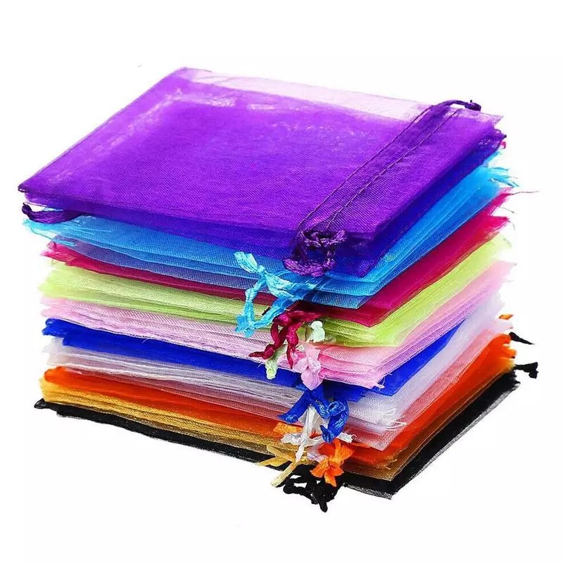 Combo 20 túi vải voan lưới túi thơm có dây rút vải kích thước 9x12cm