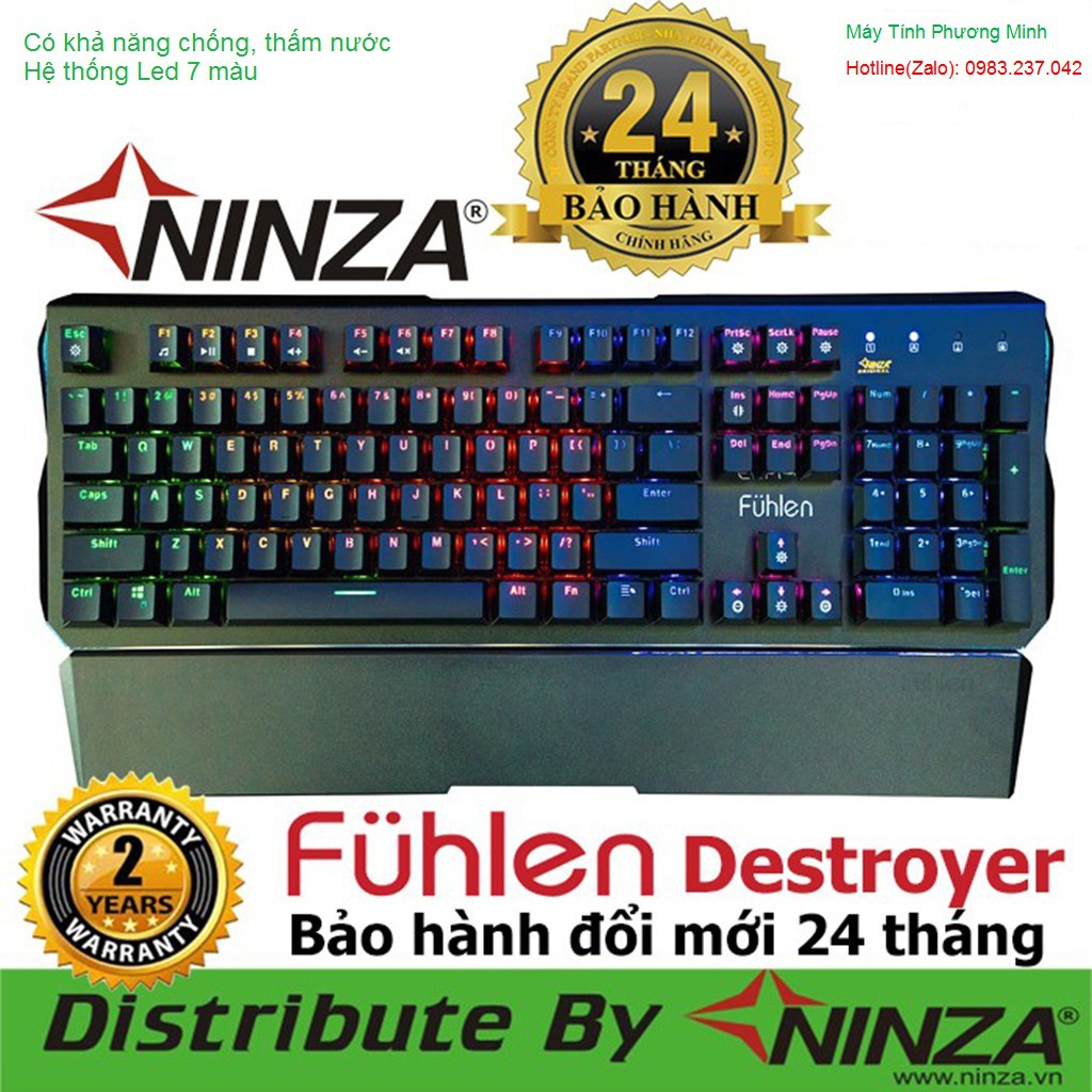 Bàn phím cơ có dây Fuhlen Destroyer có kê tay mới full box chính hãng- Bảo hành 24 tháng