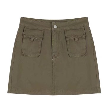 QKOOLE Chân váy jean  lưng cao đơn giản phong cách Hàn Quốc