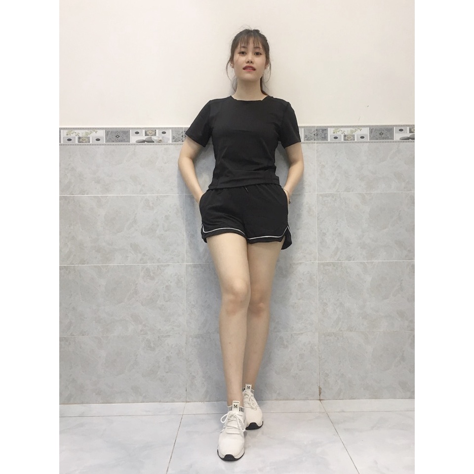 Bộ đồ tập Gym nữ KENZI-56 phong cách Hàn Quốc vải thun lạnh co giãn tốt 4 chiều