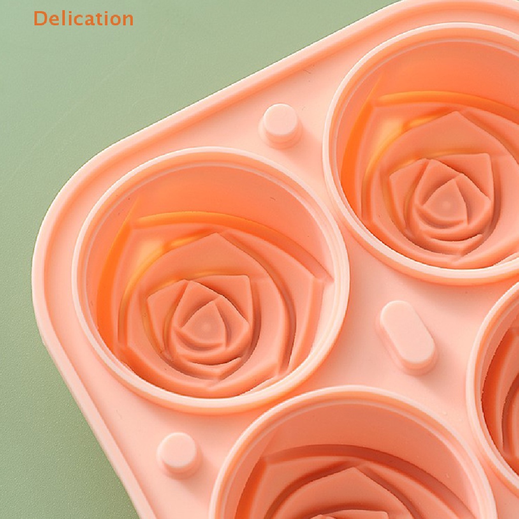 Khuôn Silicone Làm Đá 4 Ô Hình Hoa Hồng 3D Tiện Lợi