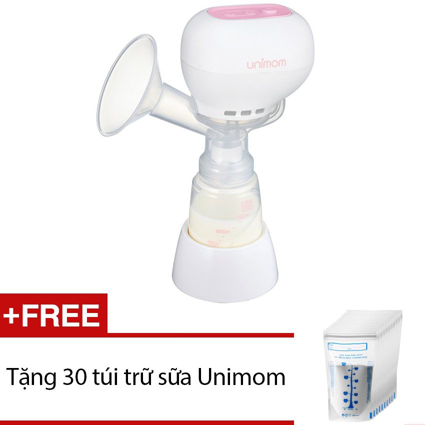 Máy hút sữa mẹ điện tử Unimom K-POP 871098 (Trắng) + Tặng 30 túi trữ sữa unimom