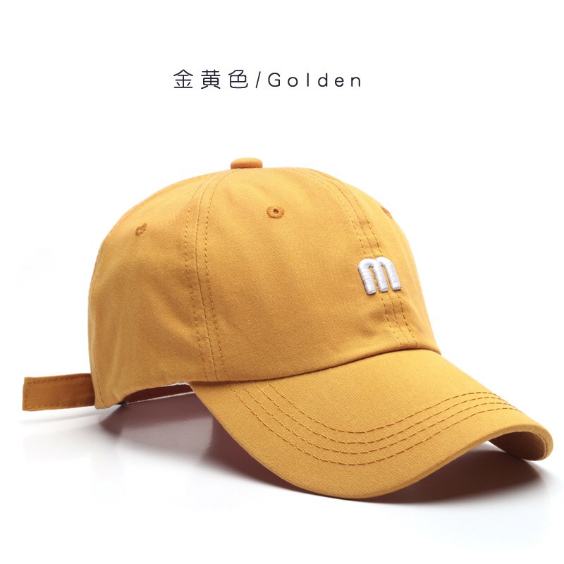 Mũ Lưỡi Trai Unisex LOPDOP Thêu Chữ M Phong Cách Thời Trang Ullzzang Hàn Quốc