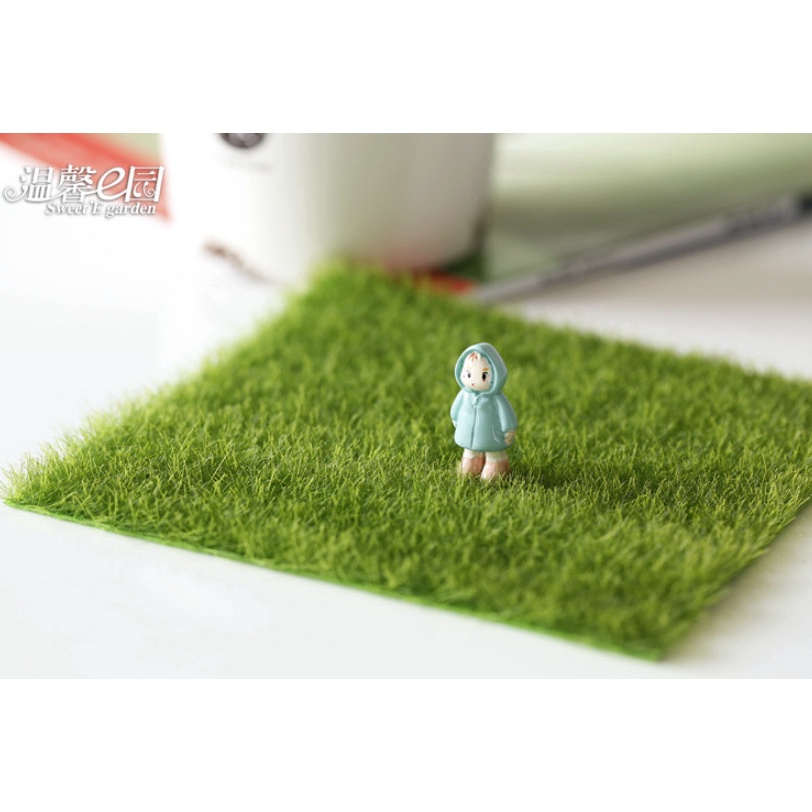 Phụ kiện trang trí tiểu cảnh terrarium thảm cỏ xanh 15*15cm làm nền đất nhà búp bê DIY, nhà mô hình