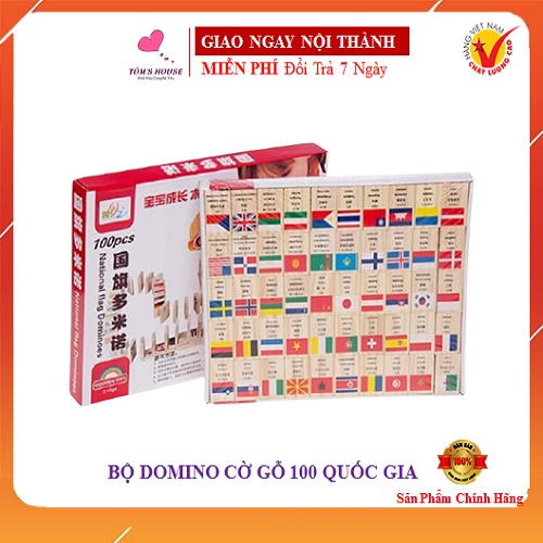 ✟Bộ 100 Quân Domino Cờ Các quốc Gia Trên Thế Giới Bằng Gỗ Cho Bé