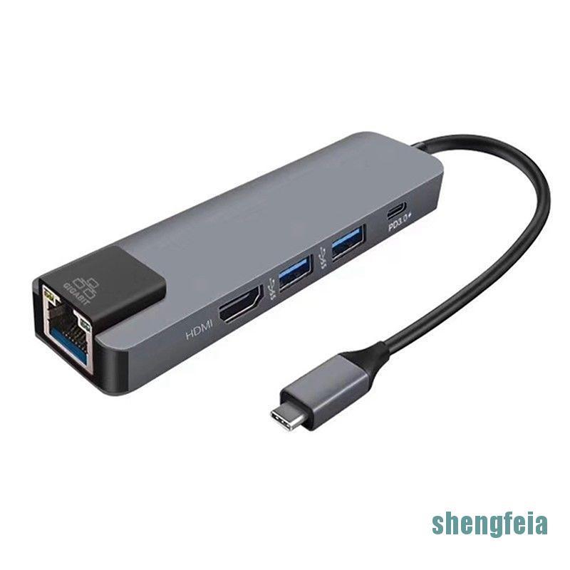 Bộ Chuyển Đổi Hub Hdmi 4k Usb C Sang Gigabit Ethernet Rj45 Lan 5 Trong 1 Sheng