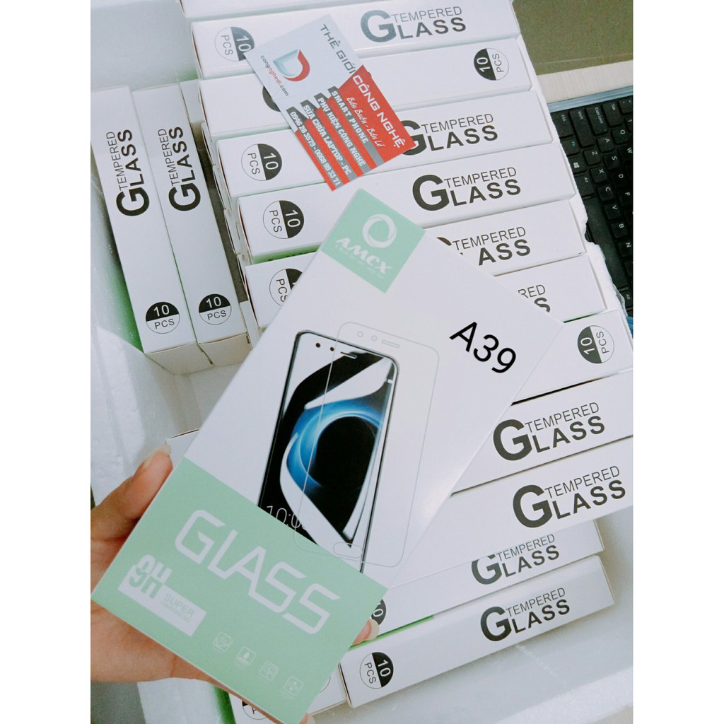 Kính Cường Lực Oppo A39 Mài Cạnh Có Hộp