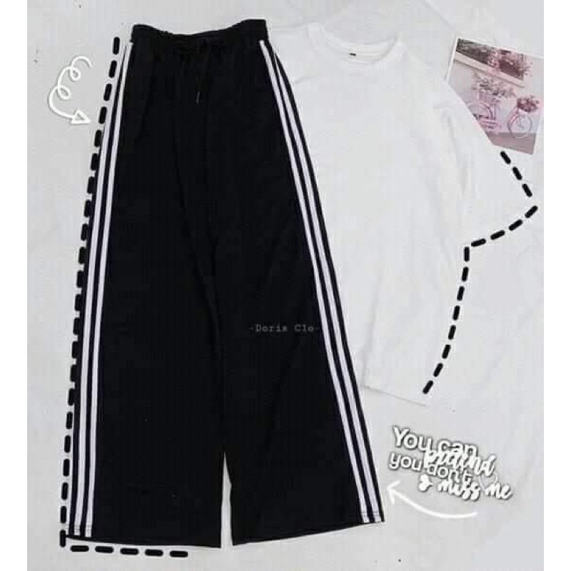 [Rẻ nhất shopee] Quần 3 sọc ống rộng, quần chạy rót quần thể thao 3 sọc ulzzang | BigBuy360 - bigbuy360.vn