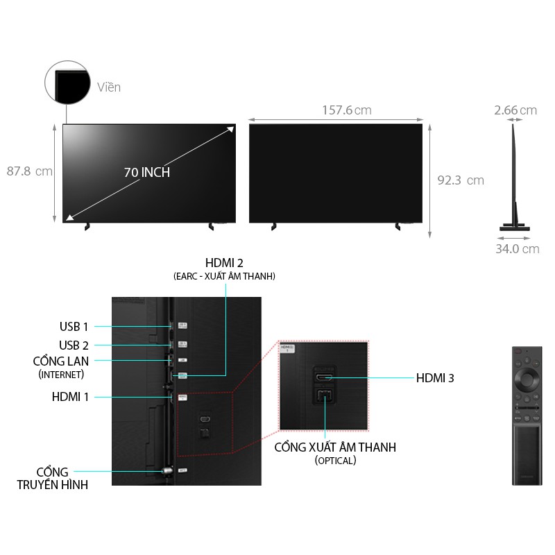 Smart Tivi Samsung 4K Crystal UHD 70 inch 70AU8000 Mới 2021 | BigBuy360 - bigbuy360.vn