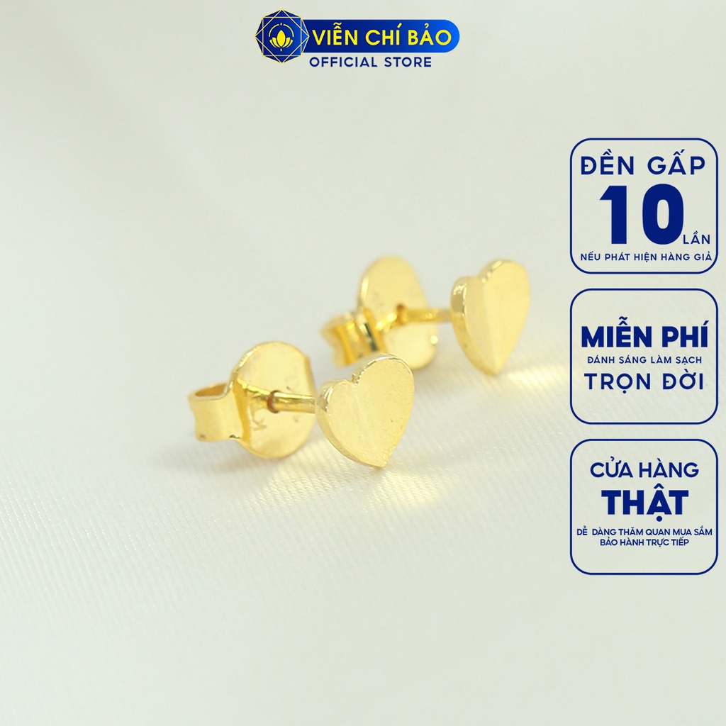 Bông tai nữ hình trái tim chất liệu Vàng 10K thời trang phụ kiện trang sức nữ Viễn Chí Bảo B800029