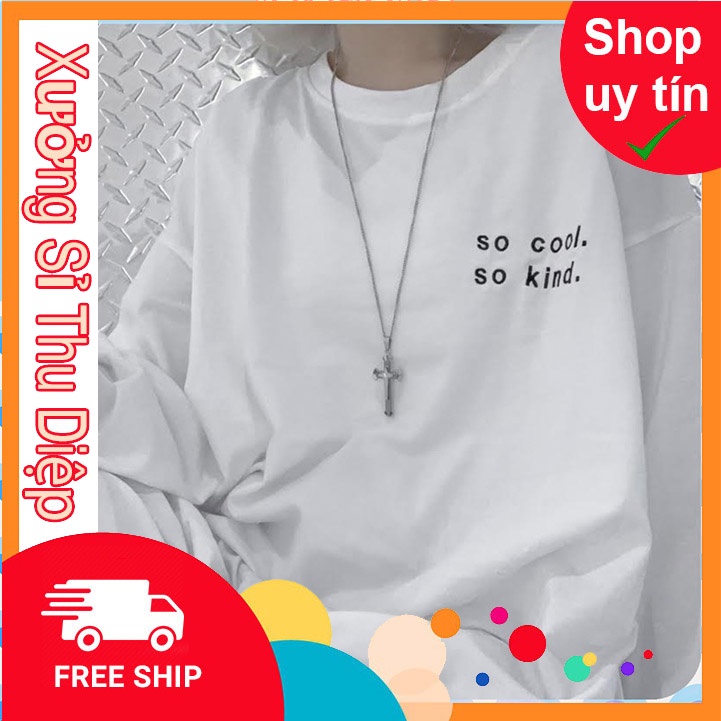 Áo Thun Tay Dài Unisex Thêu SO COOL Thu Đông ( HÀNG ĐẸP KÈM ẢNH THẬT )