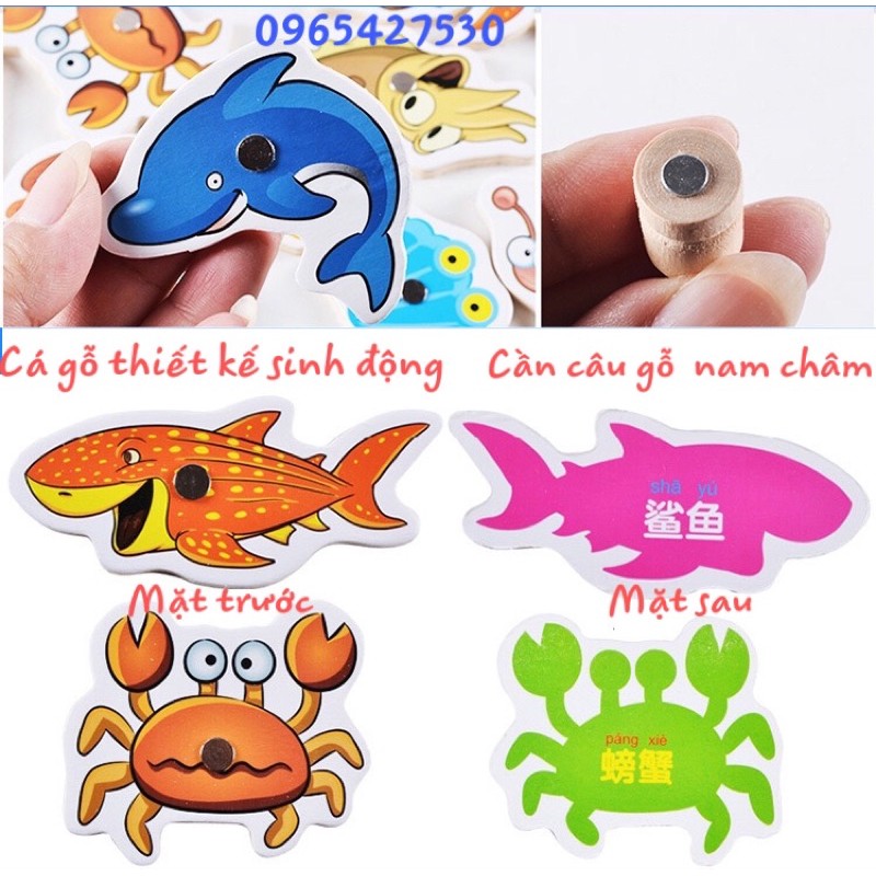 [Mã LIFETOYS1 giảm 30K đơn 99K] Bộ đồ chơi câu cá 32 con bằng gỗ giúp trẻ khám phá thế giới đại dương