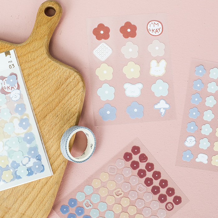 &lt;Ảnh Thật Shop Chụp&gt; Bộ 3 Tấm Sticker Hình Dán Pastel Trang Trí Sổ Tay Mohamm Điện Thoại Vở Khay Đựng Bút M023