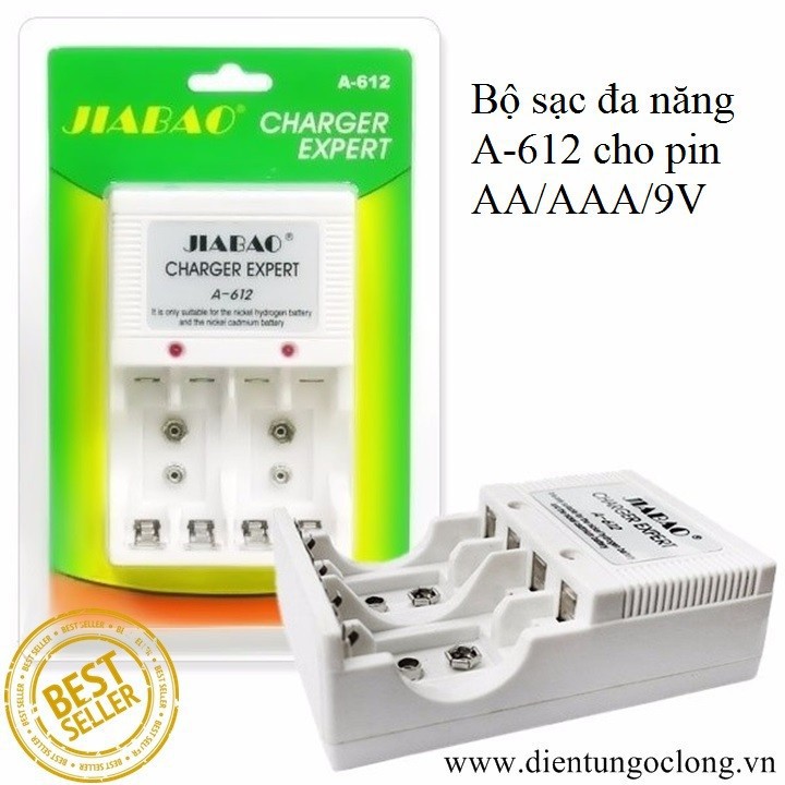 Bộ Sạc Pin Đa Năng Jiabao A612 Cho Pin AA-AAA-9V