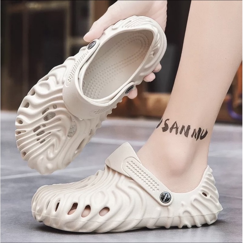 Giày sục lười nam siêu nhẹ lỗ gợn sóng cao 3cm chất liệu EVA đi mưa đi biển - GL041