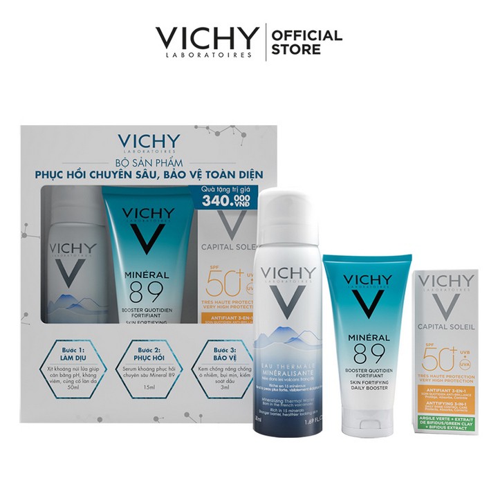 Bộ sản phẩm serum khoáng phục hồi chuyên sâu Vichy Mineral 89 | BigBuy360 - bigbuy360.vn