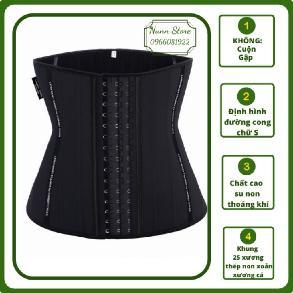 Đai nịt bụng Latex Corset Chuẩn giảm mỡ bụng, định hình thắt eo
