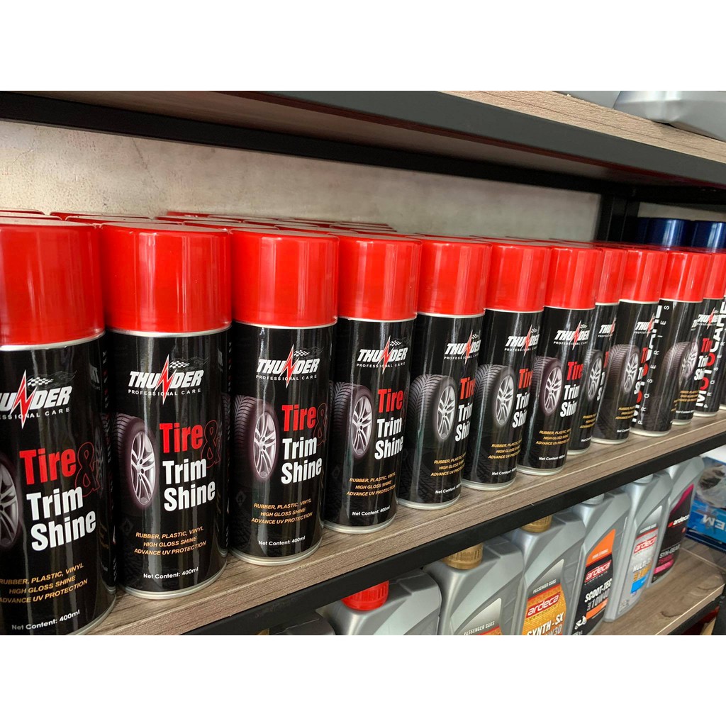 Xịt dưỡng lốp xe, phục hồi nhựa nhám Thunder Tire Trim Shine 400ml