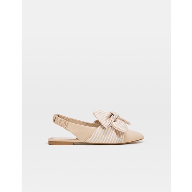 Giày/ sục búp bê nơ sọc màu be stradivarius sz 36 newtag