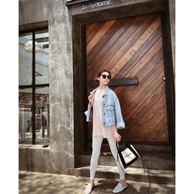 TNS-Túi tote canvas siêu  Balien Cabas tote bag--canvas trắng phối đen sang trọng