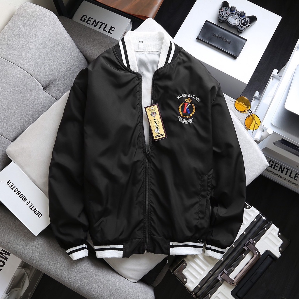 ÁO KHOÁC DÙ BOMBER NAM NỮ CHỐNG NẮNG 2 MÀU ĐEN TRẮNG ĐƠN GIẢN