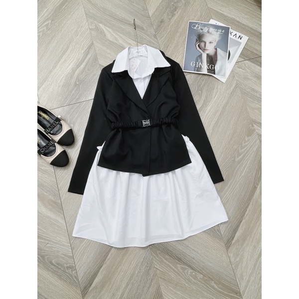 [ 𝐅𝐑𝐄𝐄 𝐒𝐇𝐈𝐏 ] SÉT VEST ĐAI CÁ TÍNH VÁY TRONG CHẤT THÔ MỀM DÁNG BABYDOLL XÒE